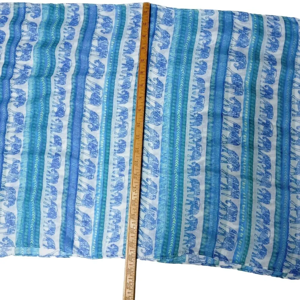 Womens Infinity Scarf Hijab Wrap Blue White Elephant Print Chevron Ikat 35x20